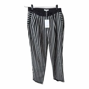 FRNCH Paris Priscilia Black White Stripe Ankle Pants L Cropped Tailored